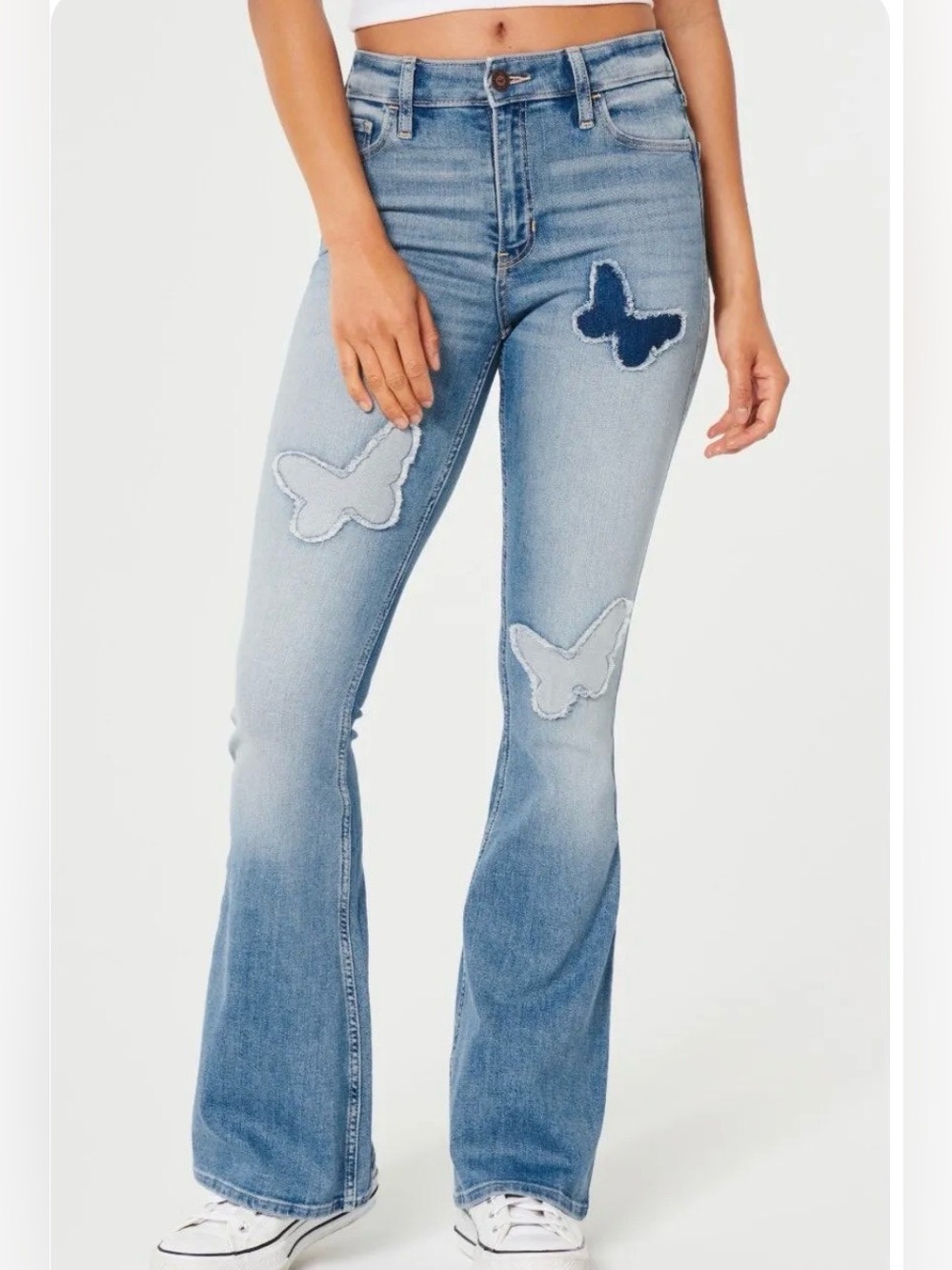 Hollister Curvy Y2K High Rise Vintage Flare Butterfly Jeans 24S / 0S / 00S